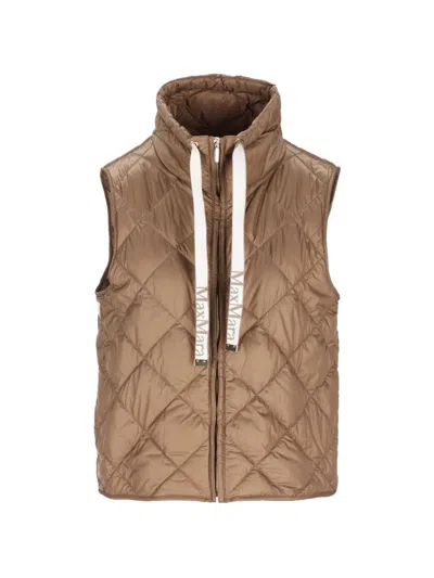 Max Mara The Cube Quilted Down Vest In Brown