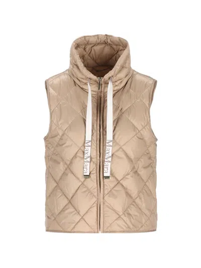 Max Mara The Cube Quilted Down Vest In Beige