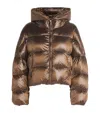 Max Mara Spaceca Hooded Nylon Down Jacket In Brown