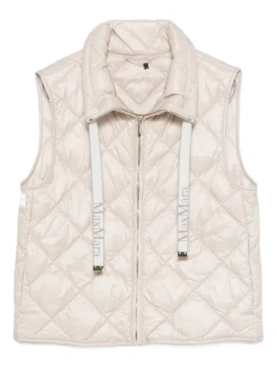 Max Mara The Cube Quilted Zipped Gilet In Neutral
