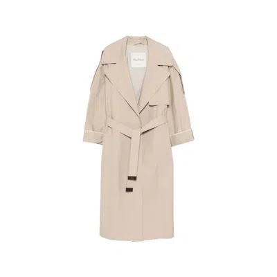 Max Mara The Cube Belted Trench Coat In Neutral