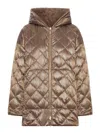 Max Mara The Cube Spacefe Reversible Long Down Jacket In Brown