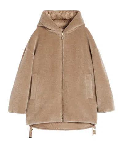 Max Mara The Cube Reversible Zip-up Hooded Coat In Nude