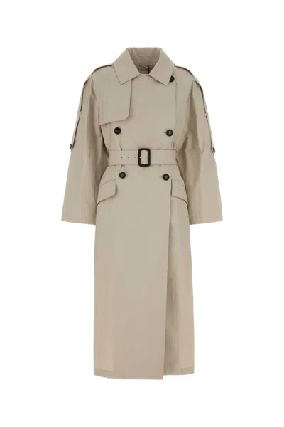 Max Mara The Cube Sand Cotton Blend Delfino Trench Coat In Gray