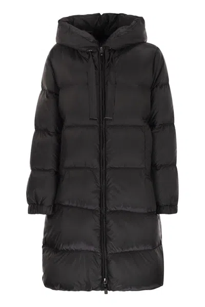 Max Mara The Cube Sei - Midi Down Jacket In Water-repellent Canvas In Black