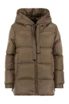 Max Mara The Cube Drop-resistant Canvas Down Jacket In Brown