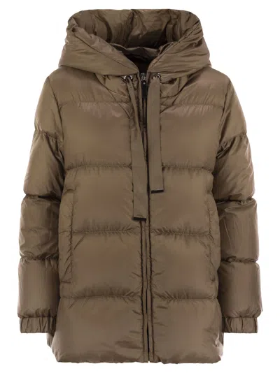 Max Mara The Cube Seia - Drip-proof Canvas Down Jacket In Brown