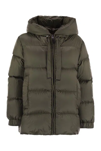 Max Mara The Cube Seia - Drip-proof Canvas Down Jacket In Green