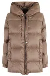 Max Mara The Cube Drop-resistant Canvas Down Jacket In Brown