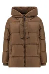 Max Mara The Cube Drop-resistant Canvas Down Jacket In Brown