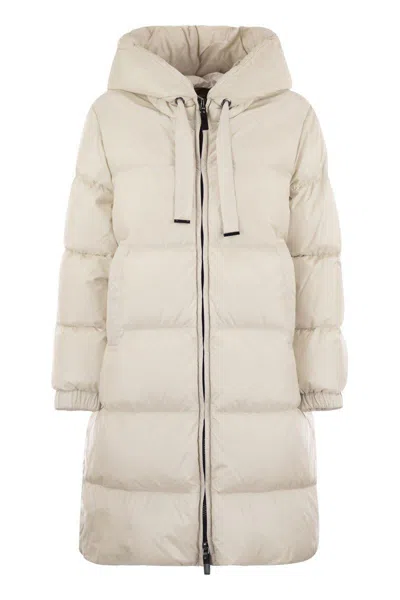 Max Mara The Cube Seig - Long Down Jacket In Water-repellent Fabric In Neutral