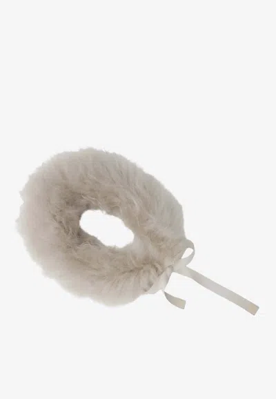 Max Mara The Cube Shearling Detachable Collar In Gray