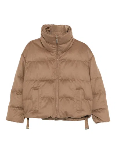 Max Mara The Cube Short Down Jacket In Brown