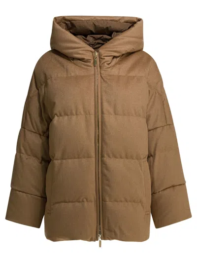 Max Mara The Cube Short Down Jacket In Camel Wool Jackets And Coats Brown