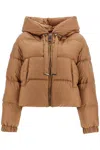 Max Mara The Cube Short Hooded Down Jacket In Braun