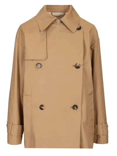 Max Mara The Cube Short Twill Trench Coat Coats Beige In Neutral