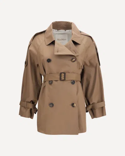 Max Mara The Cube Short Water Repellent Twill Trench Coat In Brown