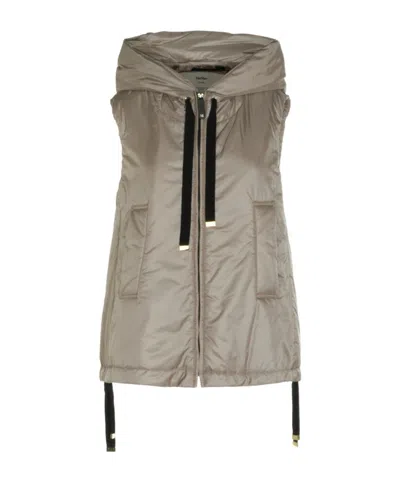 Max Mara The Cube Sleeveless Hooded Jacket In Gray