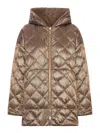 Max Mara The Cube Spacefe Reversible Long Down Jacket In Brown