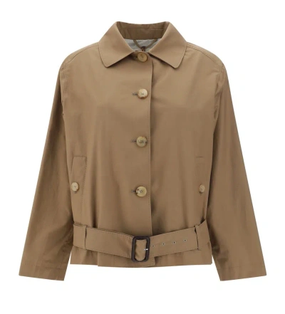 Max Mara The Cube Sportmax Buttoned Belted Trench Coat In Brown