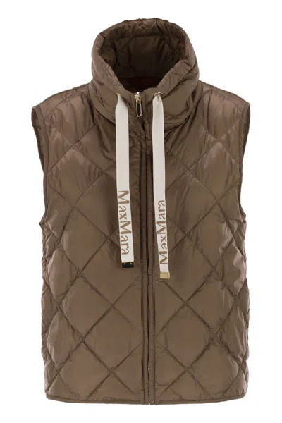 Max Mara The Cube Tegic - Drip-proof Canvas Padded Waistcoat In Brown