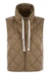 Max Mara The Cube Tegic - Drip-proof Canvas Padded Waistcoat In Brown