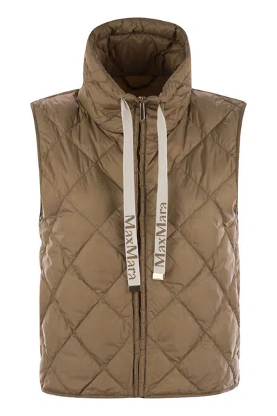 Max Mara The Cube Tegic - Drip-proof Canvas Padded Waistcoat In Beige