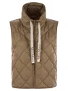 Max Mara The Cube Tegic - Drip-proof Canvas Padded Waistcoat In Camel