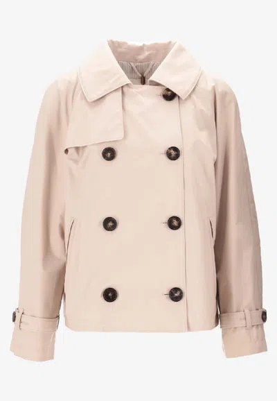 Max Mara The Cube Tesoro Double-breasted Cropped Jacket In Pink