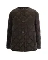 Max Mara The Cube Quilted Crewneck Buttoned Jacket In Brown