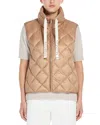 Max Mara Tregic Waterproof Quilted Down Vest In Brown