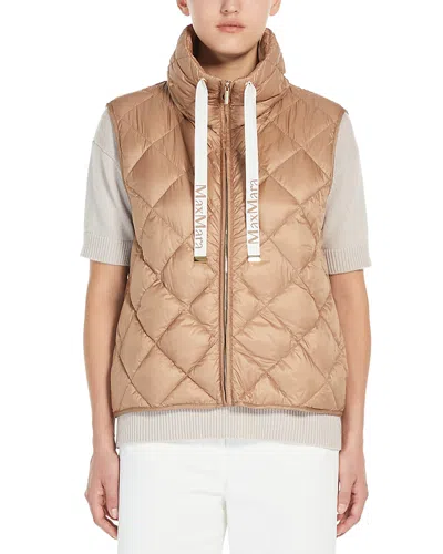 Max Mara Tregic Waterproof Quilted Down Vest In Brown