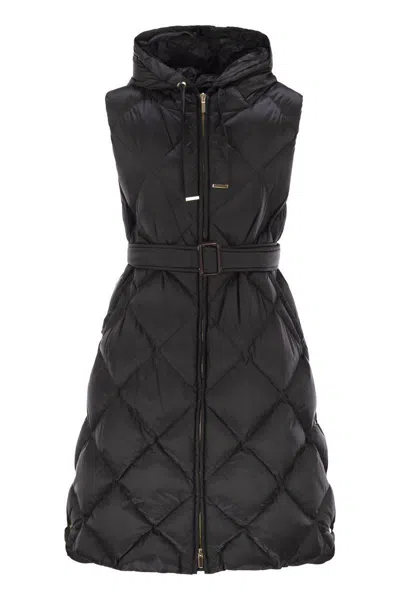Max Mara The Cube Tregil - Midi Padded Waistcoat In Water-repellent Canvas In Black