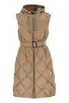 Max Mara The Cube Tregil - Midi Padded Waistcoat In Water-repellent Canvas In Brown