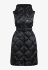 Max Mara The Cube Black Belted Sleeveless Down Jacket In Black