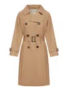 Max Mara The Cube Double-breasted Midi Trench Coat Made From A Water-repellent Cotton Blend Twill In Nude & Neutrals