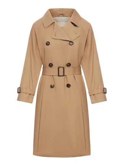 MAX MARA THE CUBE TRENCH MIDI IN TWILL ANTIGOCCIA