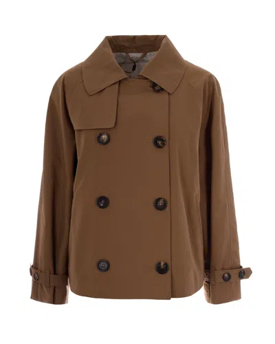 Max Mara The Cube Trench Twill Marrone In Brown