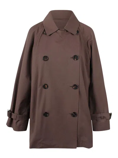 Max Mara The Cube Waterproof Cropped Trench Coat In Brown