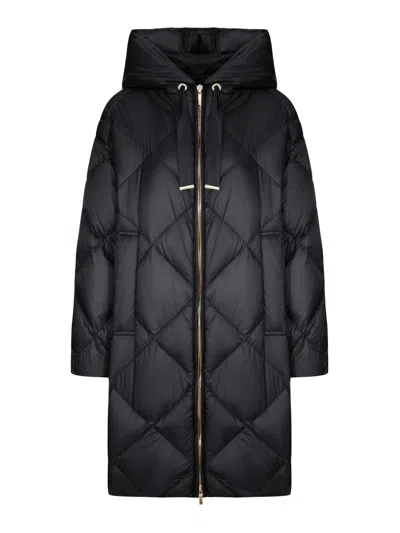 Max Mara The Cube Water-repellent Canvas Hooded Midi Puffer Coat In Black