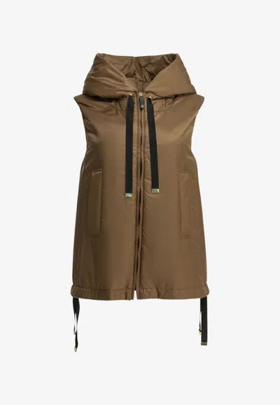 Max Mara The Cube Water-repellent Zip-up Vest In Brown
