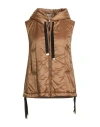Max Mara The Cube Padded Vest With Hood In Waterproof Canvas In Brown