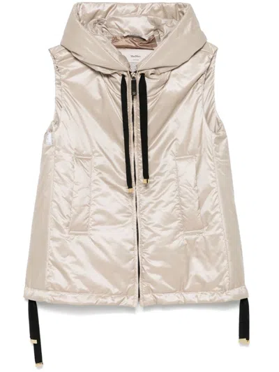 Max Mara The Cube Women Hooded Down Vest In Marrone Chiaro
