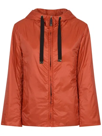 Max Mara The Cube Women Hooded Short Down Jacket In Orange