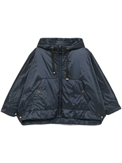 Max Mara The Cube Women Short Hooded Down Jaket In Blue