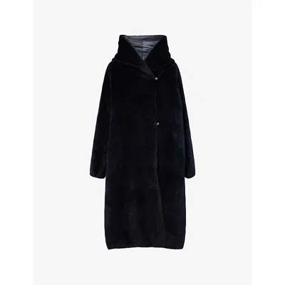 Max Mara The Cube Womens Midnightblue Orion Hooded Wool-down Coat In Blue