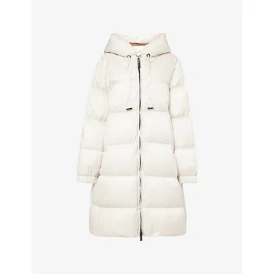 Max Mara The Cube Womens White Hooded Quilted Shell Puffer Coat