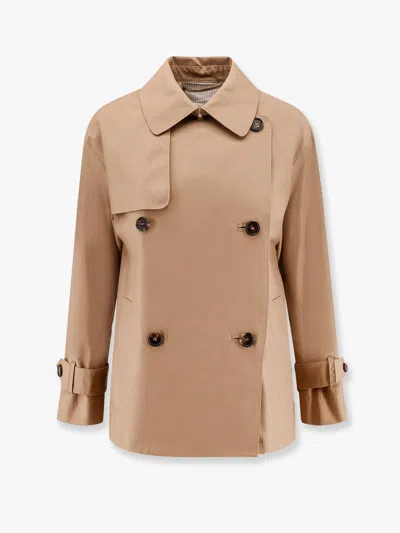 Max Mara The Cube Zeno Double-breasted Cotton Blend Trench In Brown
