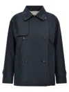 Max Mara The Cube Trench Corto In Twill Antigoccia In Blue
