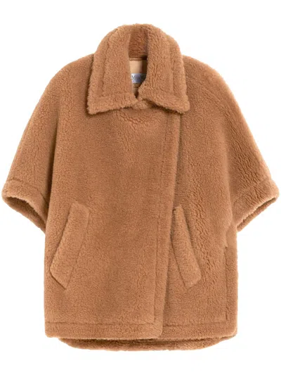 Max Mara Silk Base Camel Hair Wrap Jacket In Brown